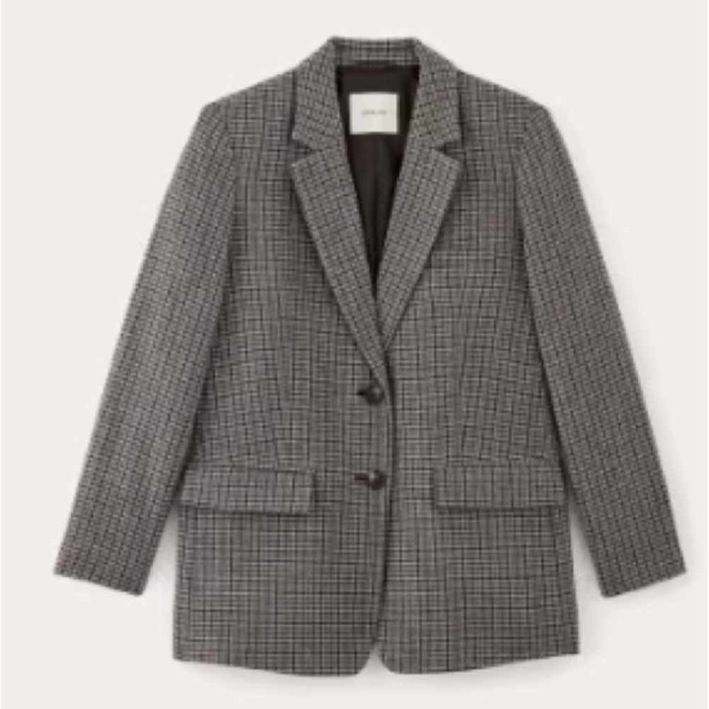 Everlane Oversized Blazer in Wool - Gray Houndstooth